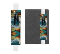 Portalápices de cuero con texto en inglés "RRKDOY Scenery Along the Way" impreso para diarios de tapa dura, diarios, planificadores, bolsa de correa ajustable