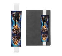 Portalápices de cuero LLKGOT con impresión abstracta de conos de pino para diarios de tapa dura, diarios, planificadores, bolsa de correa ajustable