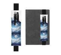 Portalápices de cuero negro con diseño de WZYWHJ Little Stars in the White Clouds impreso, diseño de banda elástica de cuero de PVC de alta calidad para cuadernos, diarios y planificadores