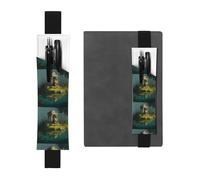 Portalápices de cuero negro con diseño de WZYWHJ Little Tiger in the Pavilion impreso, diseño de banda elástica de cuero de PVC de alta calidad para cuadernos, diarios y planificadores