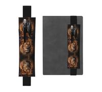 Portalápices de cuero negro con impresiones de WZYWHJ The Lion's Gaze - Diseño de banda elástica de cuero de PVC de alta calidad para cuadernos, diarios y planificadores