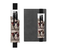 Portalápices de cuero negro con texto en inglés "WZYWHJ Little Rabbit in the Quilt impreso", diseño de banda elástica de piel de PVC de alta calidad para cuadernos, diarios y planificadores