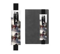 Portalápices de cuero negro con texto en inglés "WZYWHJ Little Snowman in the Forest", diseño de banda elástica de piel de PVC de alta calidad para cuadernos, diarios y planificadores