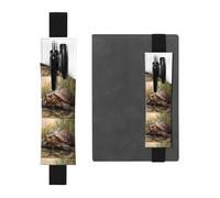 Portalápices de cuero negro con texto en inglés «WZYWHJ The Turtle Crawling into the Swamp», diseño de banda elástica de piel de PVC de alta calidad para cuadernos, diarios y planificadores