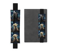 Portalápices de cuero negro con texto en inglés "YYHWHJDE Little Sheep Looking at the Stars", banda elástica ajustable de 8.3 a 1.8 pulgadas, adecuado para la mayoría de cuadernos y diarios