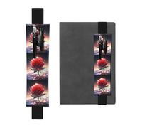 Portalápices de cuero negro con texto en inglés "YYHWHJDE Lonely Rose on the Planet", banda elástica ajustable de 8.3 a 1.8 pulgadas, adecuado para la mayoría de cuadernos y diarios