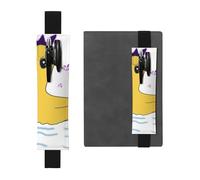 Portalápices de cuero negro JKIEGOQ Little Yellow Duck Picture Banda elástica ajustable de 8.3 a 1.8 pulgadas para cuadernos, diarios, diario de tapa dura