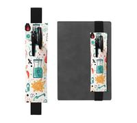 Portalápices de cuero negro marcapáginas JKIEGOQ con impresión de química, banda elástica ajustable de 8.3 a 1.8 pulgadas para cuadernos, diarios, diario de tapa dura