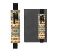 Portalápices de cuero negro marcapáginas WZYWHJ con patrón de arquitectura de triángulo circular, diseño de banda elástica de cuero de PVC de alta calidad para cuadernos, diarios y planificadores