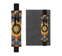 Portalápices de cuero negro marcapáginas YYHWHJDE Caleidoscopio Mandala Imagen Banda elástica ajustable 8.3-1.8 pulgadas Adecuado para la mayoría de cuadernos diarios