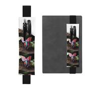 Portalápices de cuero negro WHJSHOP con impresión de insectos extraños, banda elástica ajustable de 8.3 a 1.8 pulgadas para cuadernos, diarios, diario de tapa dura