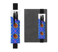 Portalápices de cuero negro WHJSHOP con impresión de pera amarilla sonriente, banda elástica ajustable de 8.3 a 1.8 pulgadas para cuadernos, diarios, diario de tapa dura