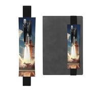 Portalápices de cuero negro WHJSHOP Kennedy Space Center Rocket Launch Picture Banda elástica ajustable 21.1-4.6 cm para cuadernos, diarios, planificadores