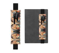 Portalápices de cuero negro WZYWHJ Delicious Sweet Ramen Prints - Diseño de banda elástica de cuero de PVC de alta calidad para cuadernos, diarios y planificadores