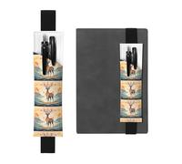 Portalápices de cuero negro WZYWHJ hermoso colorido estampado de ciervos - Diseño de banda elástica de cuero de PVC de alta calidad para cuadernos, diarios y planificadores
