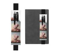 Portalápices de cuero negro WZYWHJ Little Pink Elephant Watering the Flowers Printed - Diseño de banda elástica de cuero de PVC de alta calidad para cuadernos, diarios y planificadores