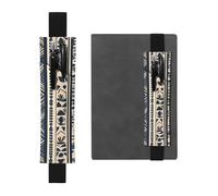 Portalápices de cuero negro YYHWHJDE con ilustración de pueblos africanos, banda elástica ajustable de 8.3 a 1.8 pulgadas, adecuado para la mayoría de cuadernos y diarios