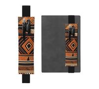 Portalápices de cuero negro YYHWHJDE con patrones nacionales africanos, banda elástica ajustable de 8.3 a 1.8 pulgadas, adecuado para la mayoría de cuadernos y diarios
