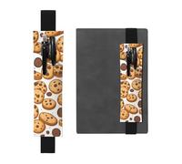 Portalápices de cuero negro YYHWHJDE para marcapáginas de galletas con chispas de chocolate, banda elástica ajustable de 8.3 a 1.8 pulgadas, adecuado para la mayoría de cuadernos y diarios
