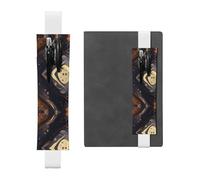 Portalápices de cuero oscuro mediano: adecuado para cuadernos, diarios, calendarios, fundas de tableta, lectura, trabajo, etc., White, Talla única