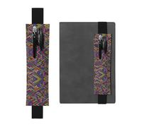 Portalápices de cuero para marcadores, impresión de líneas confusas LLKGOT para diarios de tapa dura, diarios, planificadores, bolsa de correa ajustable