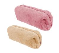Portalápices de Felpa Beige 2 Piezas, Gran Capacidad para Bolígrafos | Decoracion Colegio, Estuche para Lápices Escolar de Niña, Estuche Bolsillos