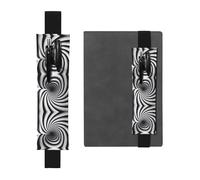 Portalápices de piel con ilusión óptica en espiral ajustable GIF, marcapáginas negro para cuadernos, diarios, calendarios y tabletas