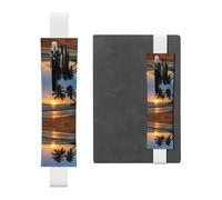 Portalápices de piel Sunset Beach: adecuado para cuadernos, diarios, calendarios, fundas de tableta, lectura, trabajo, etc., White, Talla única