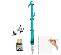 Portalápices de vidrio: diseño de bolígrafo de caligrafía, portalápices de tinta | Bolígrafo de, juego de caligrafía para principiantes con 1 tinta de caligrafía y 1 portalápices Panda, kit de