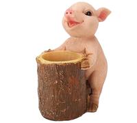 Portalápices en Forma de Cerdo, Mini Contenedor de Bolígrafos de Estatuilla de Cerdo de Resina Vívida Linda para Escritorio de Oficina en Casa