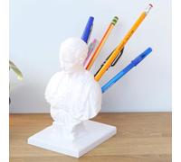 Portalápices Julio César | Soporte para Almacenamiento de bolígrafos de Resina | Portalápices con Estatua del Busto de Julio César | Soporte Creativo para bolígrafo Adorno de Estatua de Escritorio