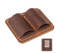 Portalápices para cuaderno | Lápiz para bolígrafo, portalápices de viaje de PU vintage, clip de lápiz doble organizador anti perdido para lápiz