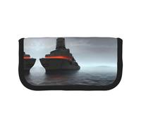 Portalápices pequeño gigante con diseño de barco nuclear, estuche de almacenamiento para lápices, estuche para lápices y oficina, Black, Talla única, Organizador de bolsas