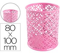 Portalápices Q-Connect Metal Redondo Rosa Diámetro 80 Altura 100 Mm - Q-CONNECT