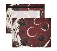 Portalápices resistente para bolígrafos A4, cartas, paquete de 2 unidades, suministros escolares, noche oscura, luna, rosas negras, bolsa para lapices