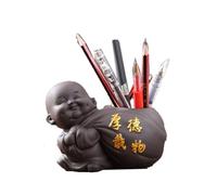 Portalápices Zen Little Monk, Organizador de Escritorio de Arcilla Morada con diseño de bendición Dorada, Almacenamiento Multifuncional for Pinceles. Estuche para lápices(Style E)