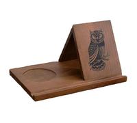 Portalibros de madera triangular Removable Wooden Reading Stand Owl Handmade Triangle Book Small Bookshelf with Cup Holder Desktop Bookend Organizer