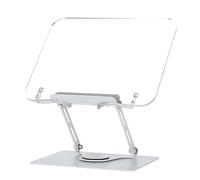 Portalibros - Soporte de lectura de acrílico, soporte para libros para portátil giratorio de 360 grados, soporte de escritorio plegable y ajustable en altura para leer, estudiar, libros de, lapto