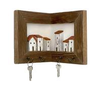 Portallaves Para Pared: Organizador De Madera Retro Con Ganchos, Portallaves 3D Montado En La Pared, Solución De Montaje Decorativa Rústica, Función De Utilidad De Entrada | Para Sala De Estar, Aparta