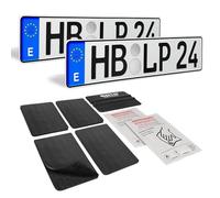 Portamatriculas Coche 2 uds. - Soporte Matricula - Invisible - Universal & Extra Fuerte - sin Marco - Porta Matricula para Todo Tipo de vehículos y matrículas - Duradero y Seguro - Adhesivo - A315-5