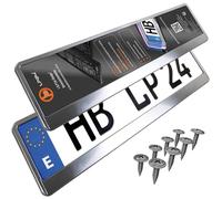 Portamatriculas Coche 520x110 mm - Soporte Matricula [2 uds.] - con 8 Tornillos - Duradero y Resistente - Porta Matricula Coche Homologado - Cromo Cepillado - Apto para Todos los vehículos