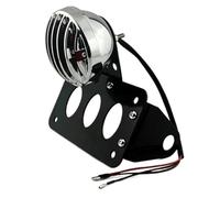 Portamatriculas Moto Luz Trasera Universal De Montaje Lateral para Motocicleta 12V con Soporte para Placa Matrícula Matricula Motos Soporte(Chrome)