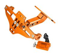 Portamatriculas Moto para Benelli para TNT BN 125 250 TRK 502 200 para BJ250 BJ500 TNT125 300 600 Soporte Matrícula Luz LED Trasera Oculta para Motocicleta(Orange)