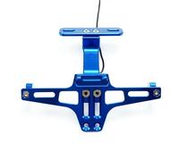 Portamatrículas Moto Soporte Universal para Matrícula De Motocicleta, con Luz LED, para Kawasaki Z750 Z800 Z1000, para Versys 650 para Fender Eliminator(Blue-with LED)