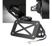 PortamatríCulas para Motocicleta, Soporte Universal para MatríCulas con Luz Soporte Lateral MetáLico para MatríCulas para La MayoríA De Motos Deportivas, Cruisers Etc 18x12x7,6 Cm Negro