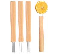 Portamazorcas de maíz tenedor de cocina 3 puntas con mango de madera | 4 Picas para mazorcas de maíz para Camping Parrilladas Asado Frutas Verduras Barbacoa Fiestas