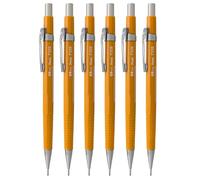 Portaminas recargable Pentel de 0,9 mm, color amarillo con goma de borrar, 6 unidades, modelo P209