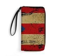 Portamonedas Bandera Antigua De Puerto Rico Billetera Bolsa Encantador Carteras Tarjeteros Retro Billetera De Cuero para Madre, Adolescente, Niña