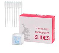 Portaobjetos para microscopio prelimpiados de 25 x 76 mm y cubiertas de microscopio de 18 x 18 mm, con 8 goteros, accesorios para microscopio, para laboratorio de biología y ciencia (1 juego)