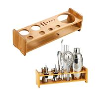 Portaoggetti per Attrezzi da Barman - Legno 31,2x9,5x9cm | Supporto Kit Barman in Legno per Shaker, Mixer e Utensili da Cocktail | Strumenti da Cocktail Professionali, Espositore Mixer e Cas